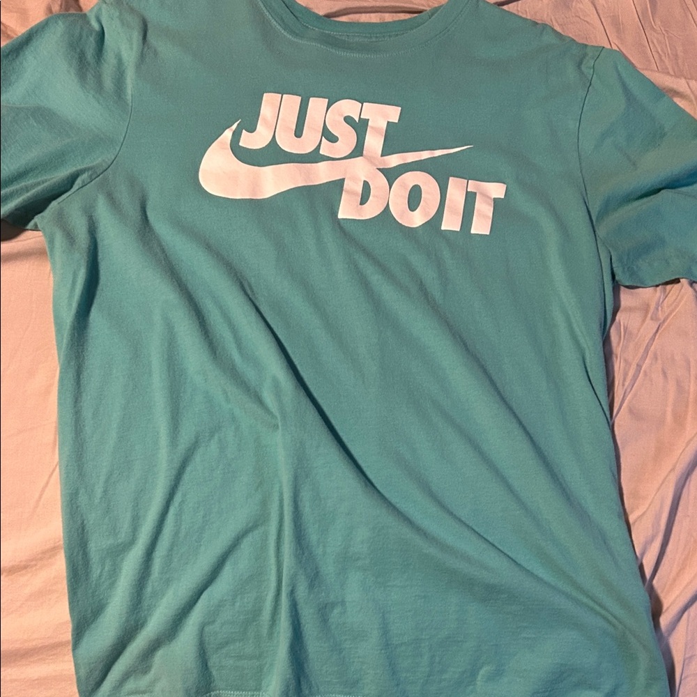 Nike Aqua Tee with White Slogan